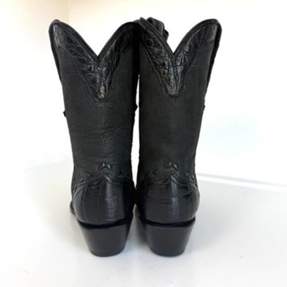 Stallion Boot Co. Black Calf and Caiman Gallegos Handmade Cowboy Boots Size 6.5 - Picture 3 of 12
